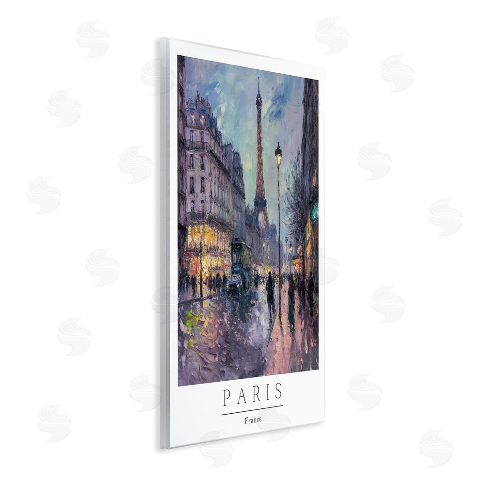 Petal Prints Design Vintage Paris Streets Night Wall Plaque Art Print