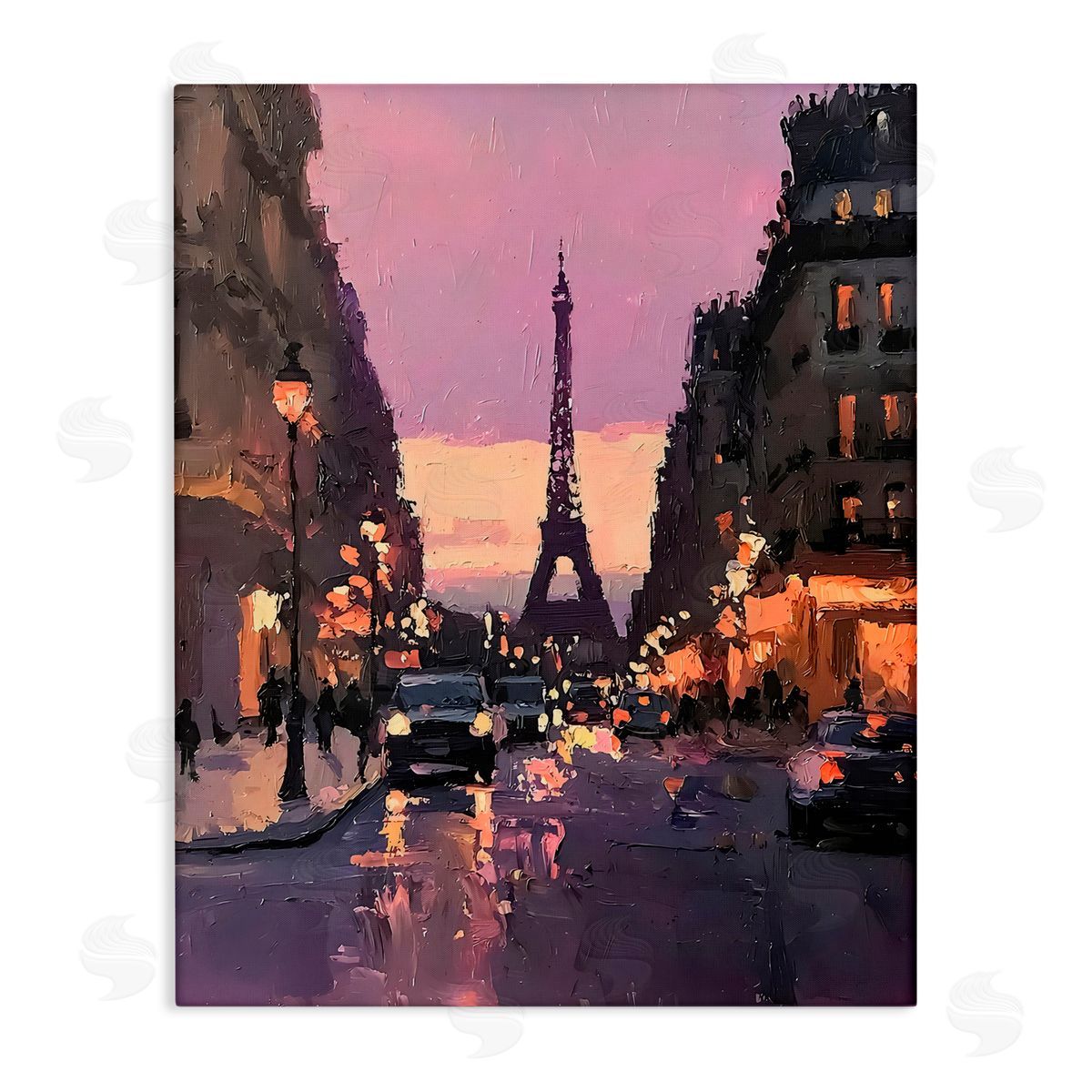 Riley B Twilight in Paris Streets Canvas Wall Art Print