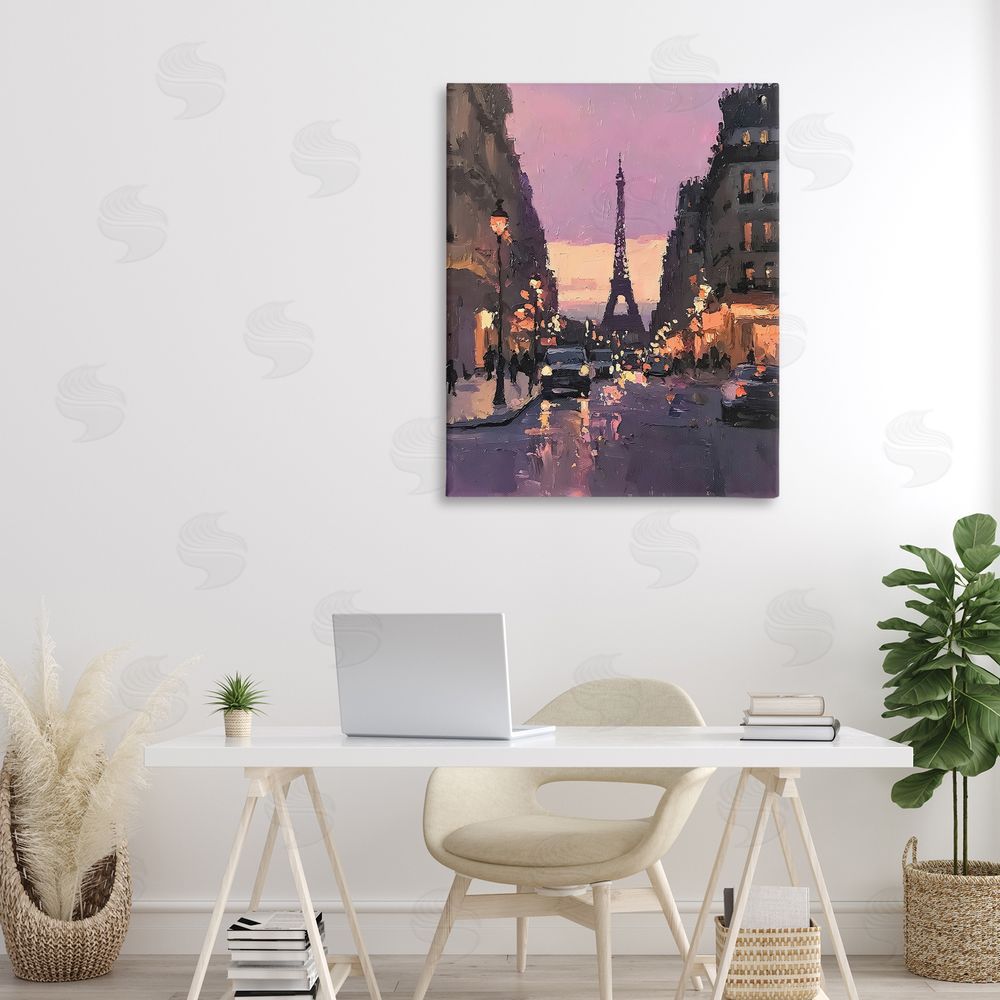 Riley B Twilight in Paris Streets Canvas Art on Wall