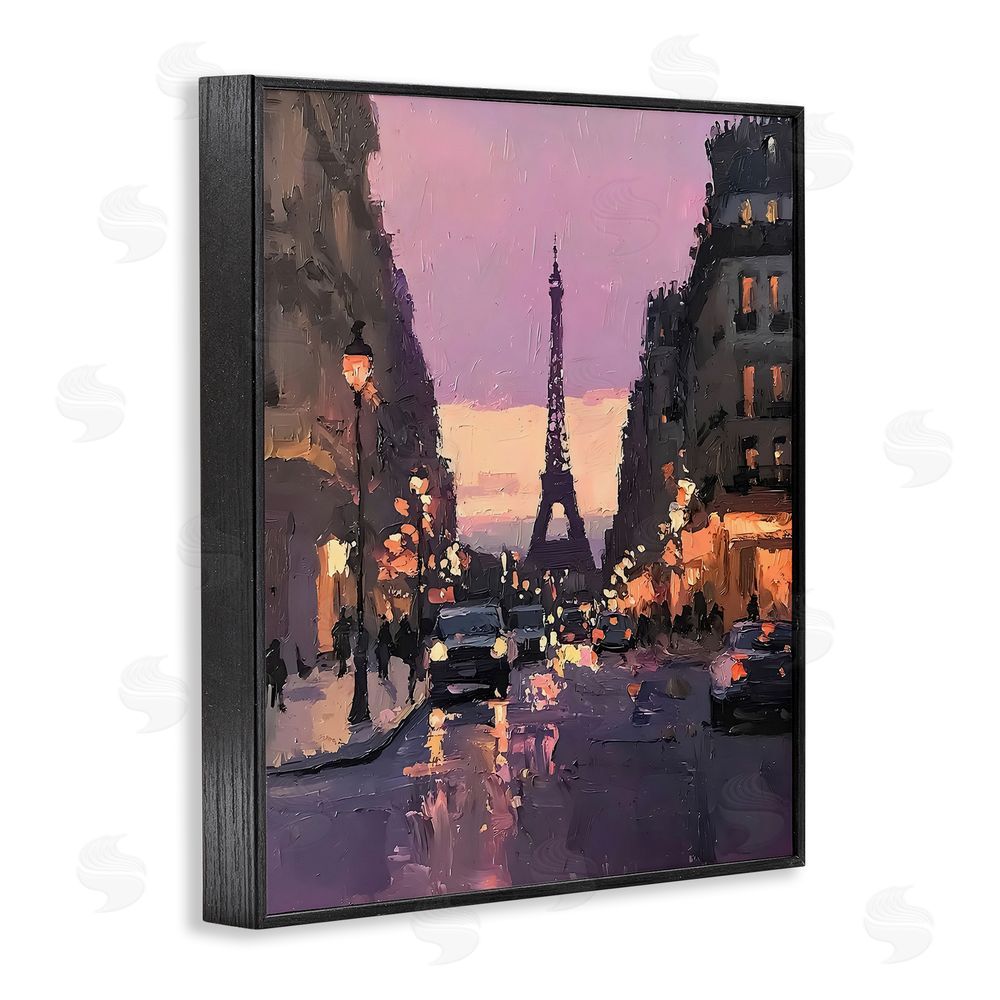 Riley B Twilight in Paris Streets Black Framed Giclee Wall Art Print