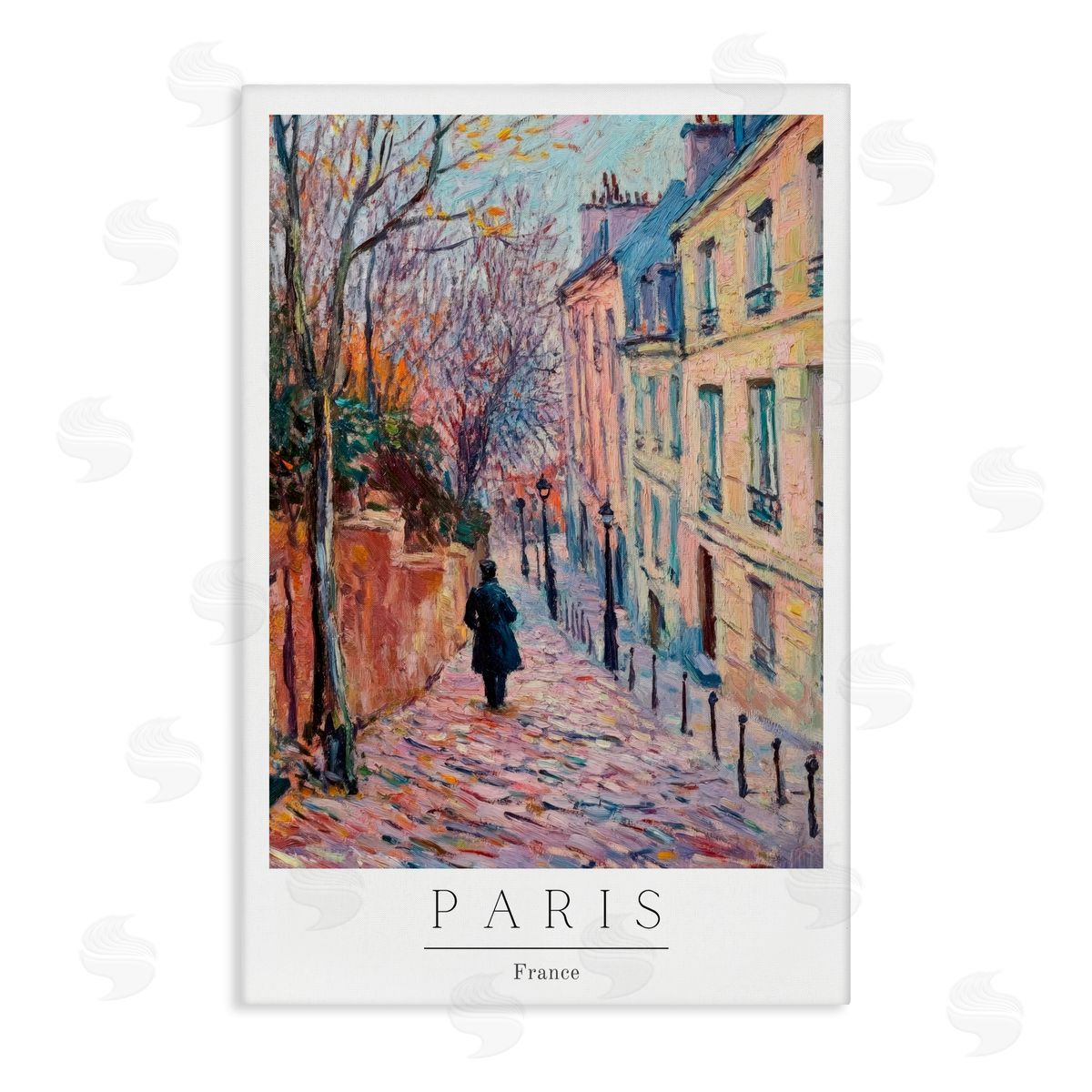 Petal Prints Design Fall Paris Street scene Canvas Wall Art Print
