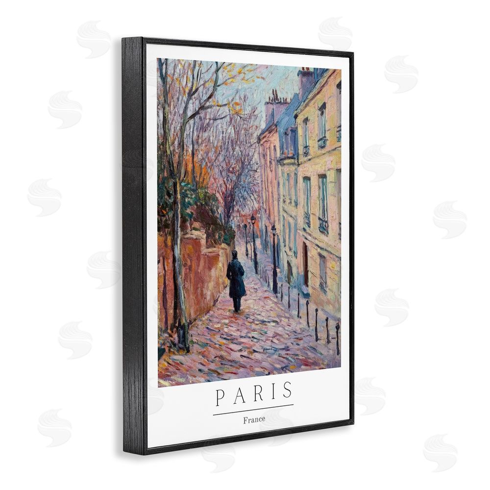 Petal Prints Design Fall Paris Street scene Black Framed Giclee Wall Art Print