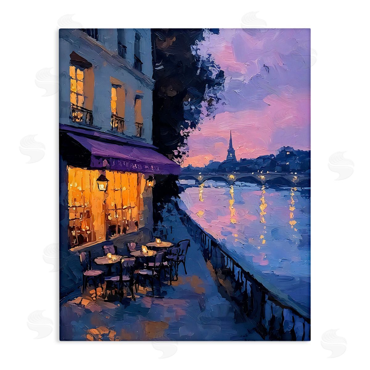 Riley B Twilight in Paris Scene Canvas Wall Art Print