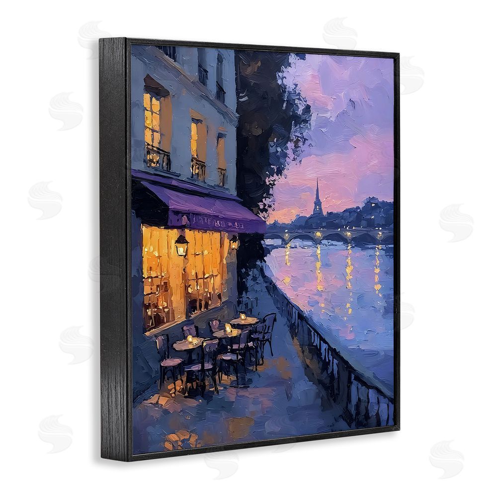 Riley B Twilight in Paris Scene Black Framed Giclee Wall Art Print