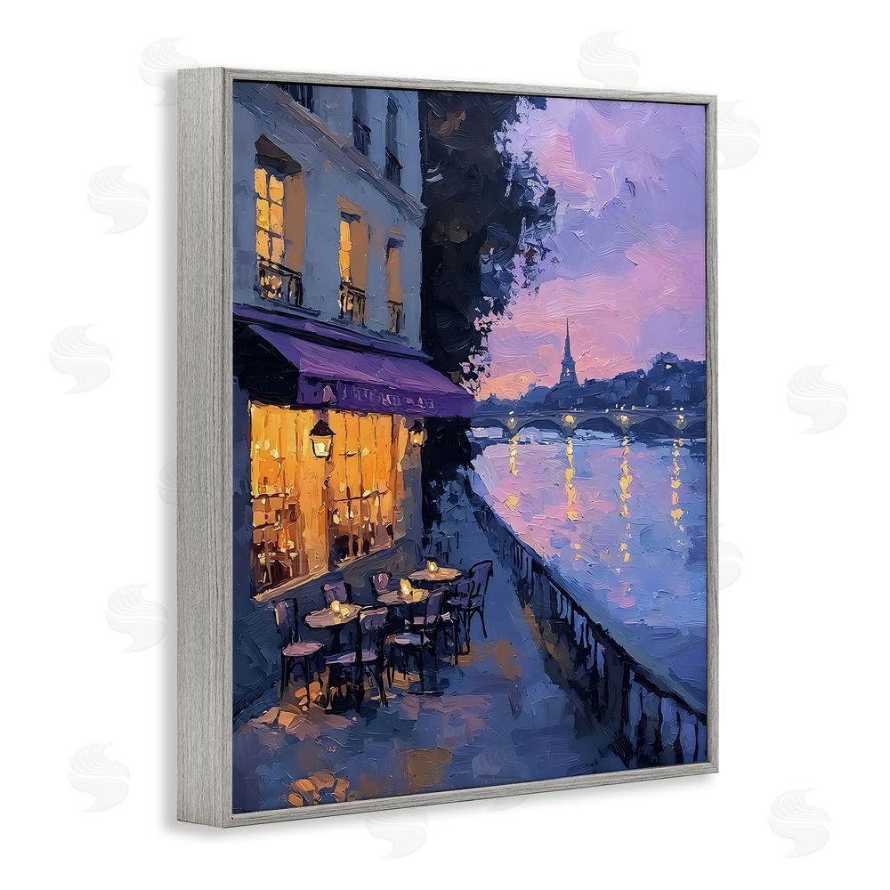 Riley B Twilight in Paris Scene Gray Framed Giclee Wall Art Print
