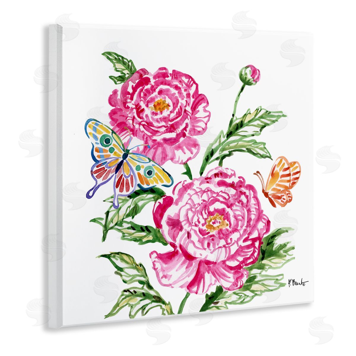 Paul Brent Brushstroke Peonies & Butterflies Wall Plaque Art Print