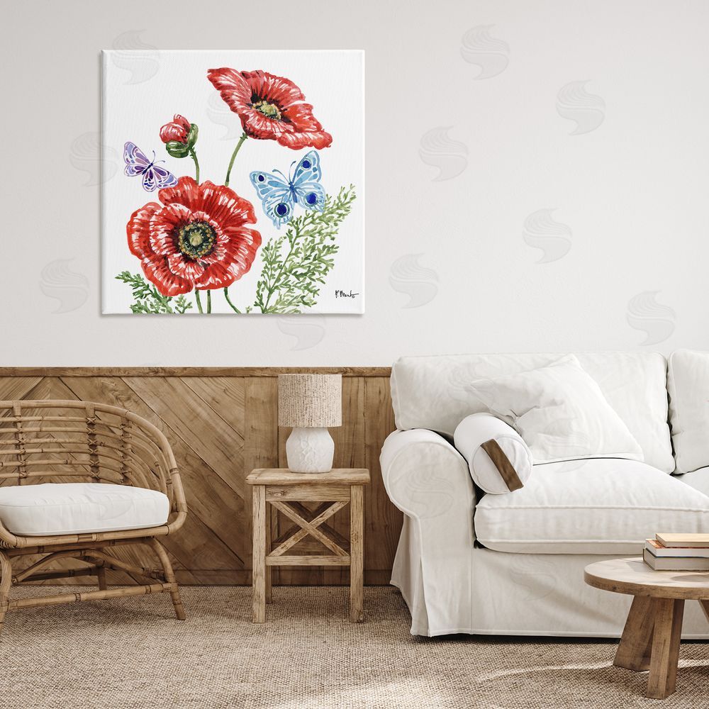 Paul Brent Brushstroke Poppies & Butterflies Printed Wall Art in Room