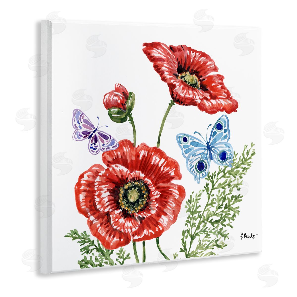 Paul Brent Brushstroke Poppies & Butterflies Wall Plaque Art Print