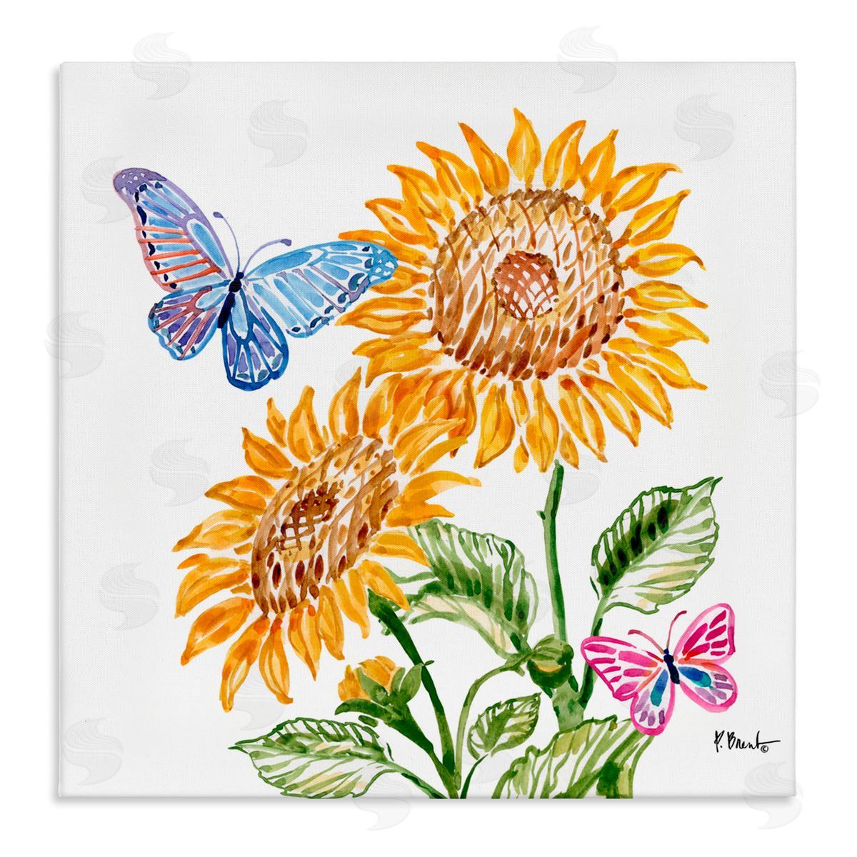 Paul Brent Brushstroke Sunflowers & Butterflies Canvas Wall Art Print