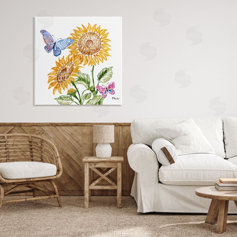 Paul Brent Brushstroke Sunflowers & Butterflies Printed Wall Art in Room