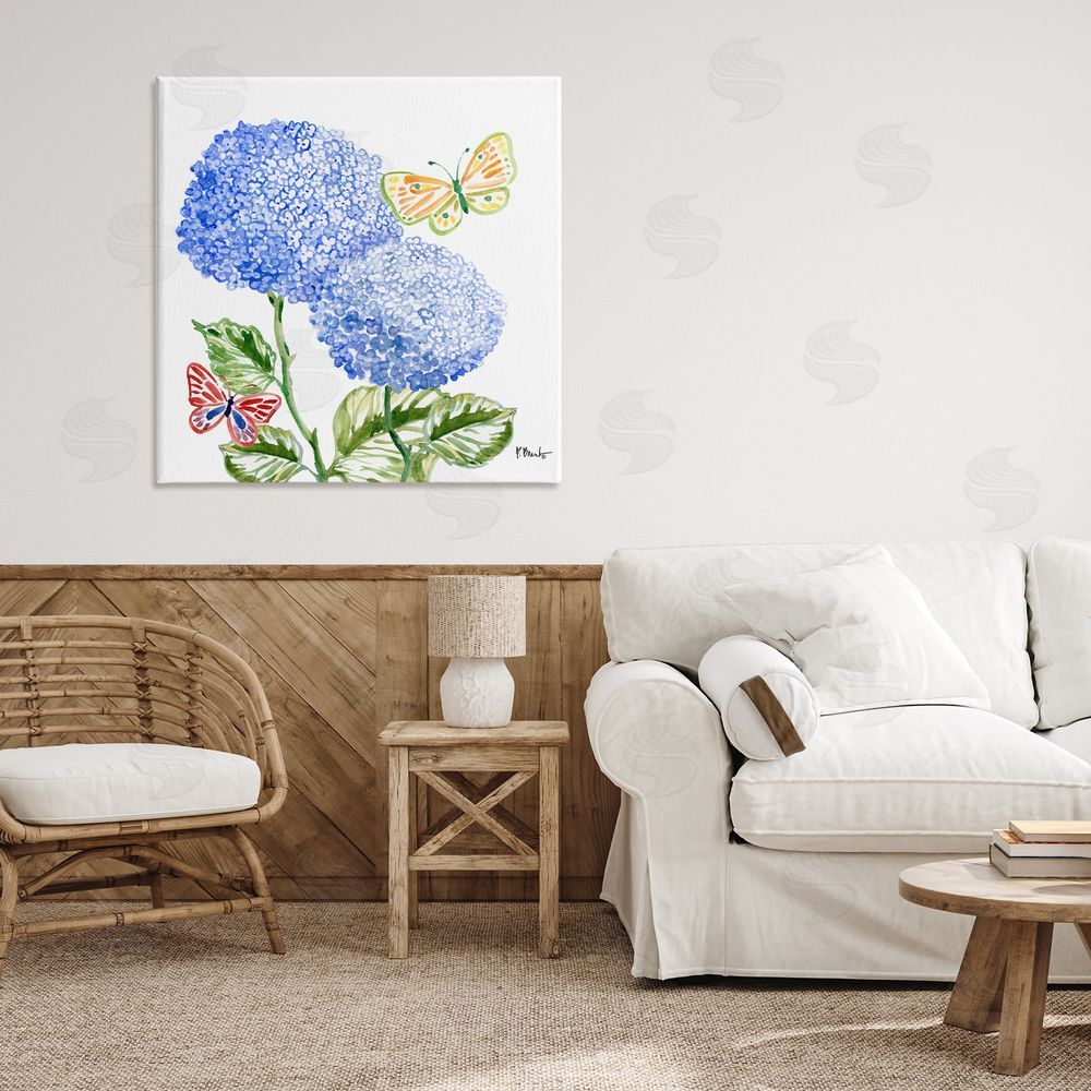 Paul Brent Brushstroke Hydrangea & Butterflies Printed Wall Art in Room