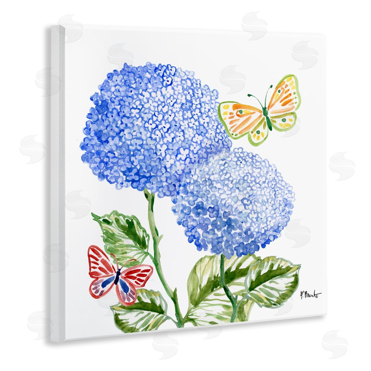 Paul Brent Brushstroke Hydrangea & Butterflies Wall Plaque Art Print
