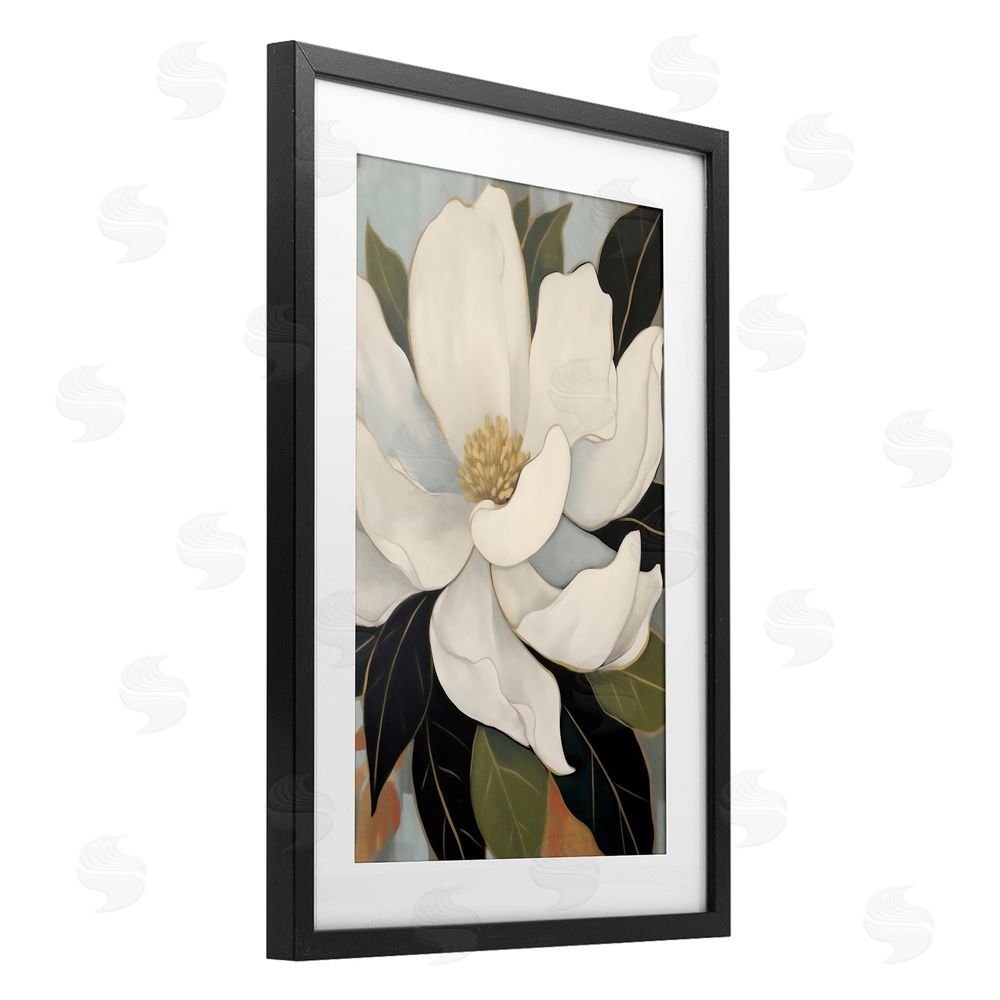 Creative Studio Open Magnolia Petals Black Framed Print Under Glass Art