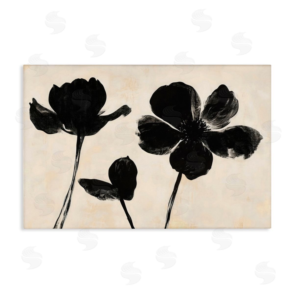 Creative Studio Inky Black Florals Silhouette Canvas Wall Art Print