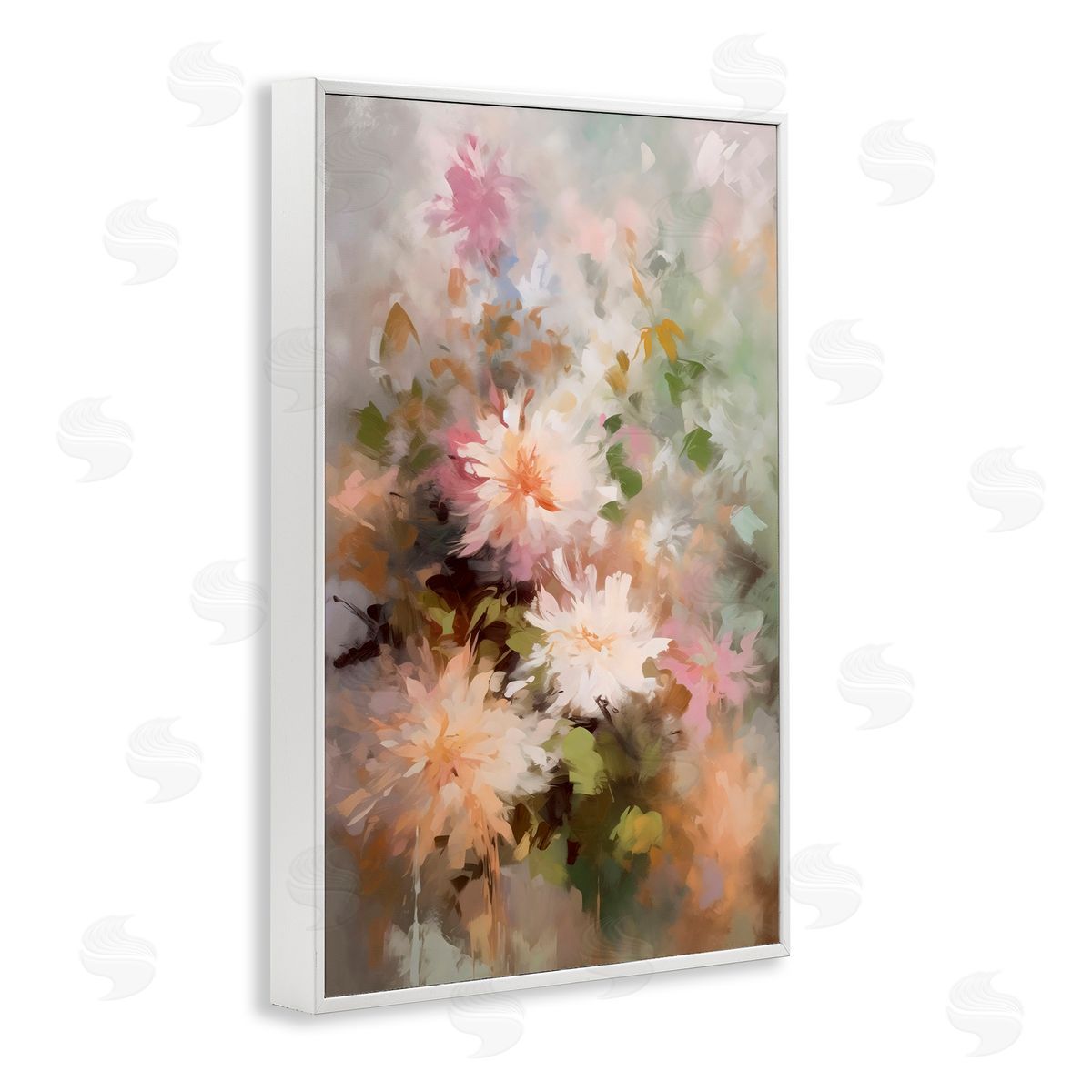 Creative Studio Faded Pastel Dahlias White Frame Giclee Art Print