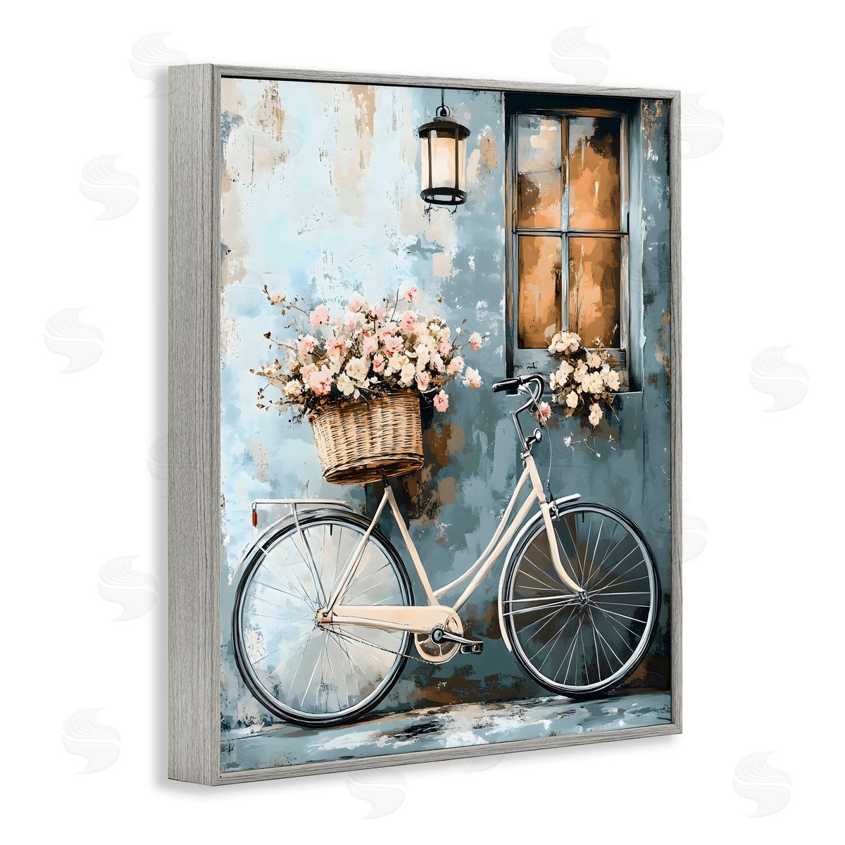 Creative Studio Charming Peaceful Botanical Bike Gray Framed Giclee Art Print