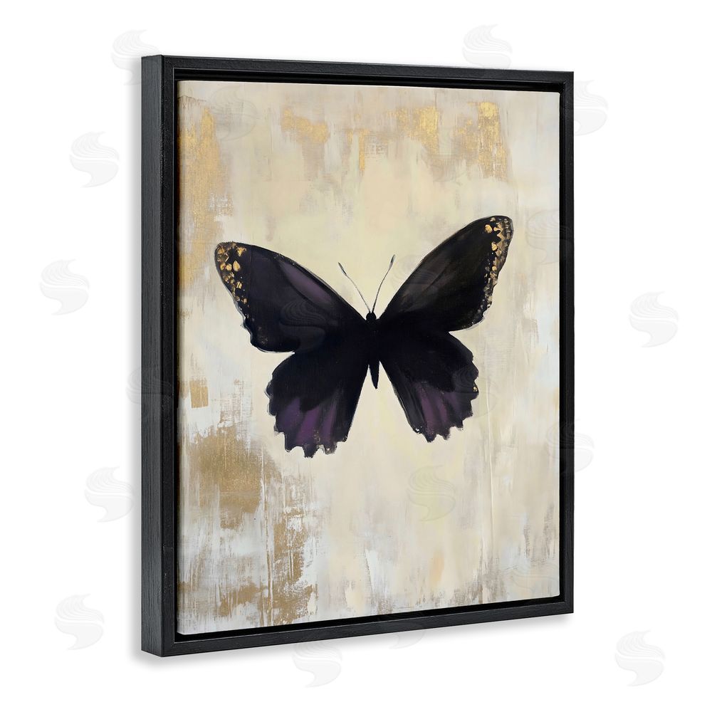 Franklyn Gregory Rustic Amethyst Butterfly Black Floating Frame Canvas Wall Art Print
