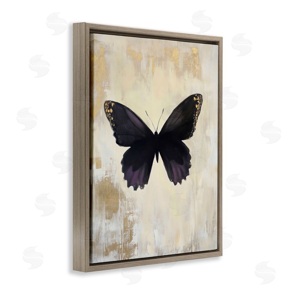 Franklyn Gregory Rustic Amethyst Butterfly Brown Floating Frame Canvas Wall Art Print