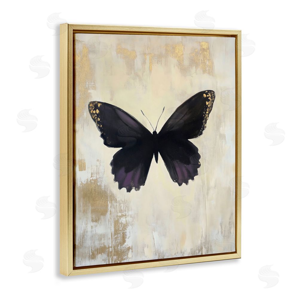 Franklyn Gregory Rustic Amethyst Butterfly Gold Floating Frame Canvas Wall Art Print
