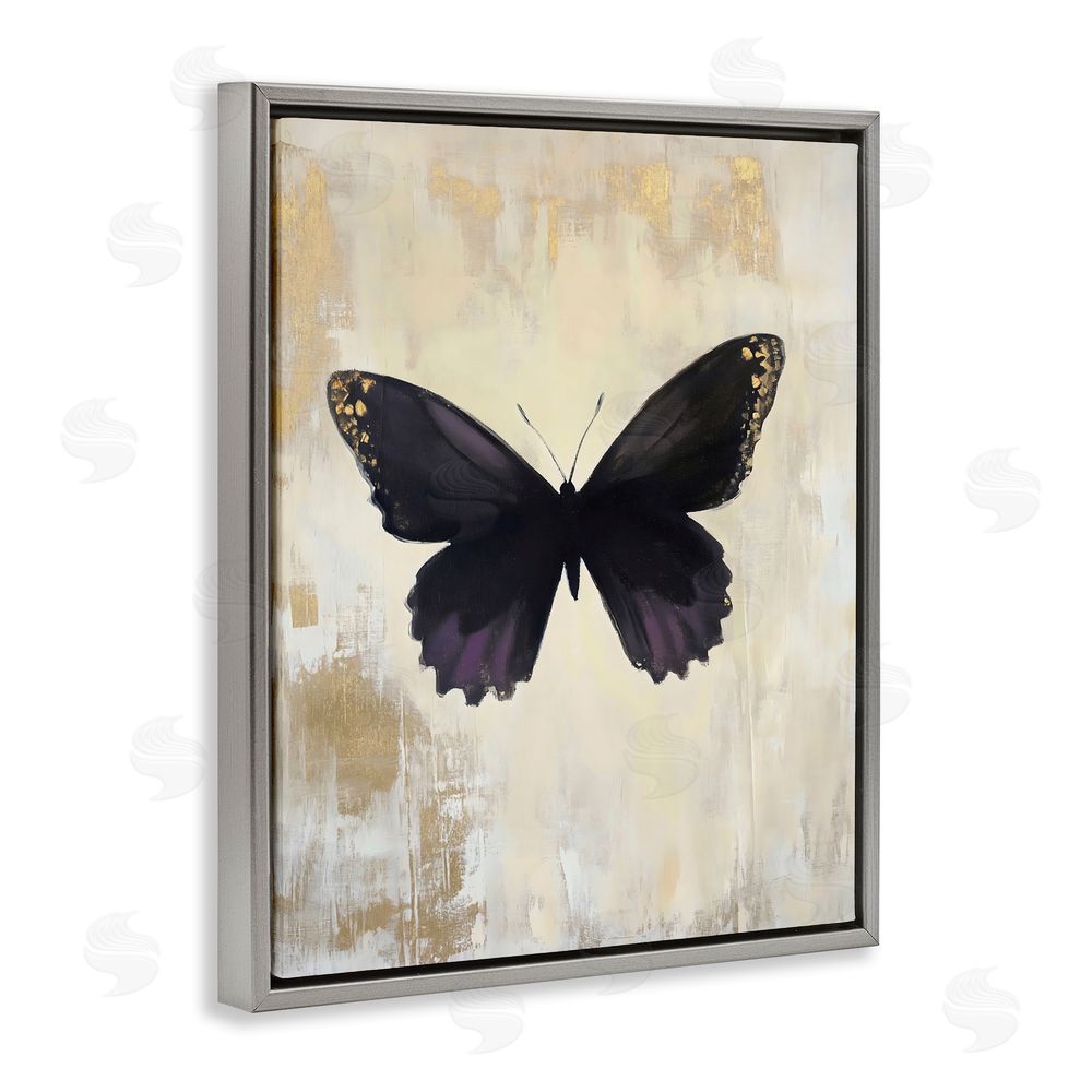 Franklyn Gregory Rustic Amethyst Butterfly Gray Floating Frame Canvas Wall Art Print