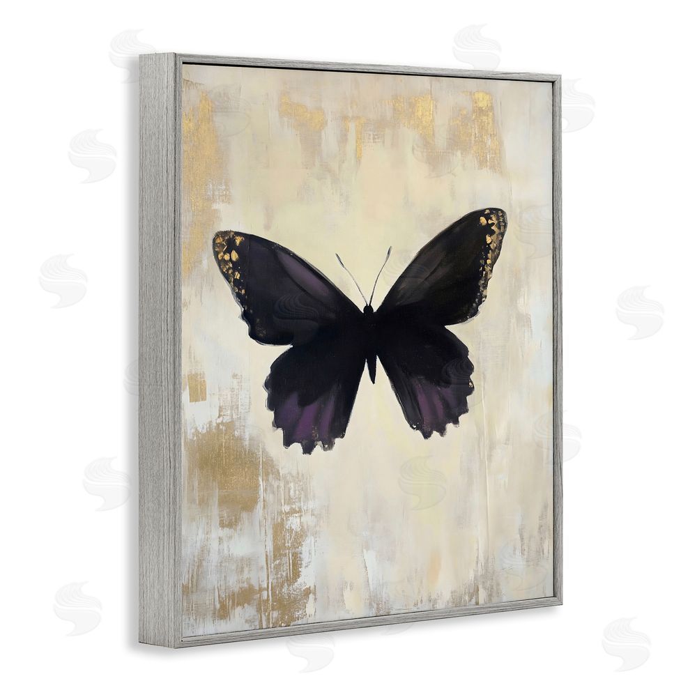 Franklyn Gregory Rustic Amethyst Butterfly Gray Framed Giclee Wall Art Print