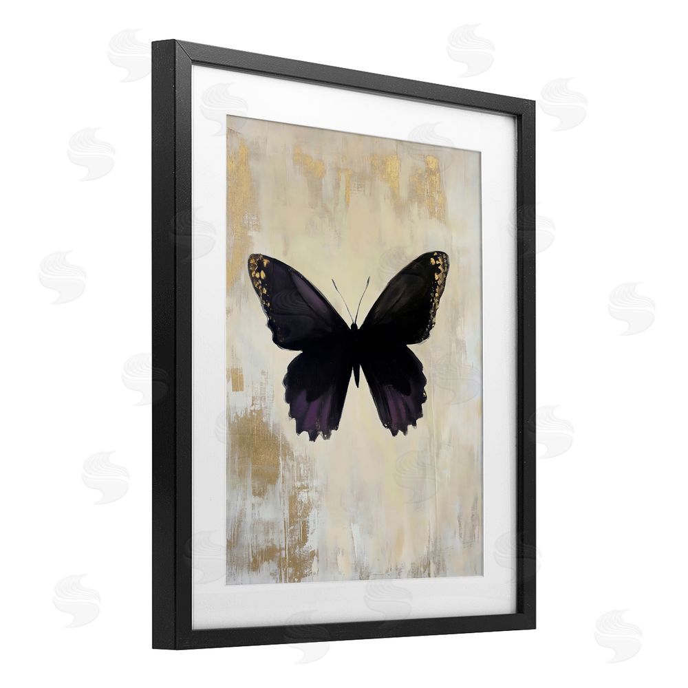 Franklyn Gregory Rustic Amethyst Butterfly Black Framed Print Under Glass with White Mat Wall Art