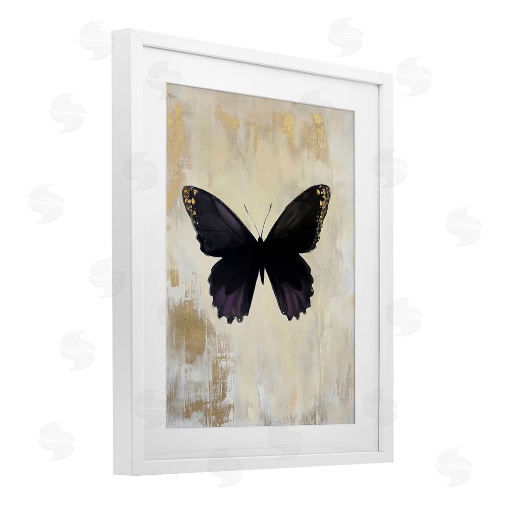 Franklyn Gregory Rustic Amethyst Butterfly White Framed Print Under Glass with Mat Wall Art