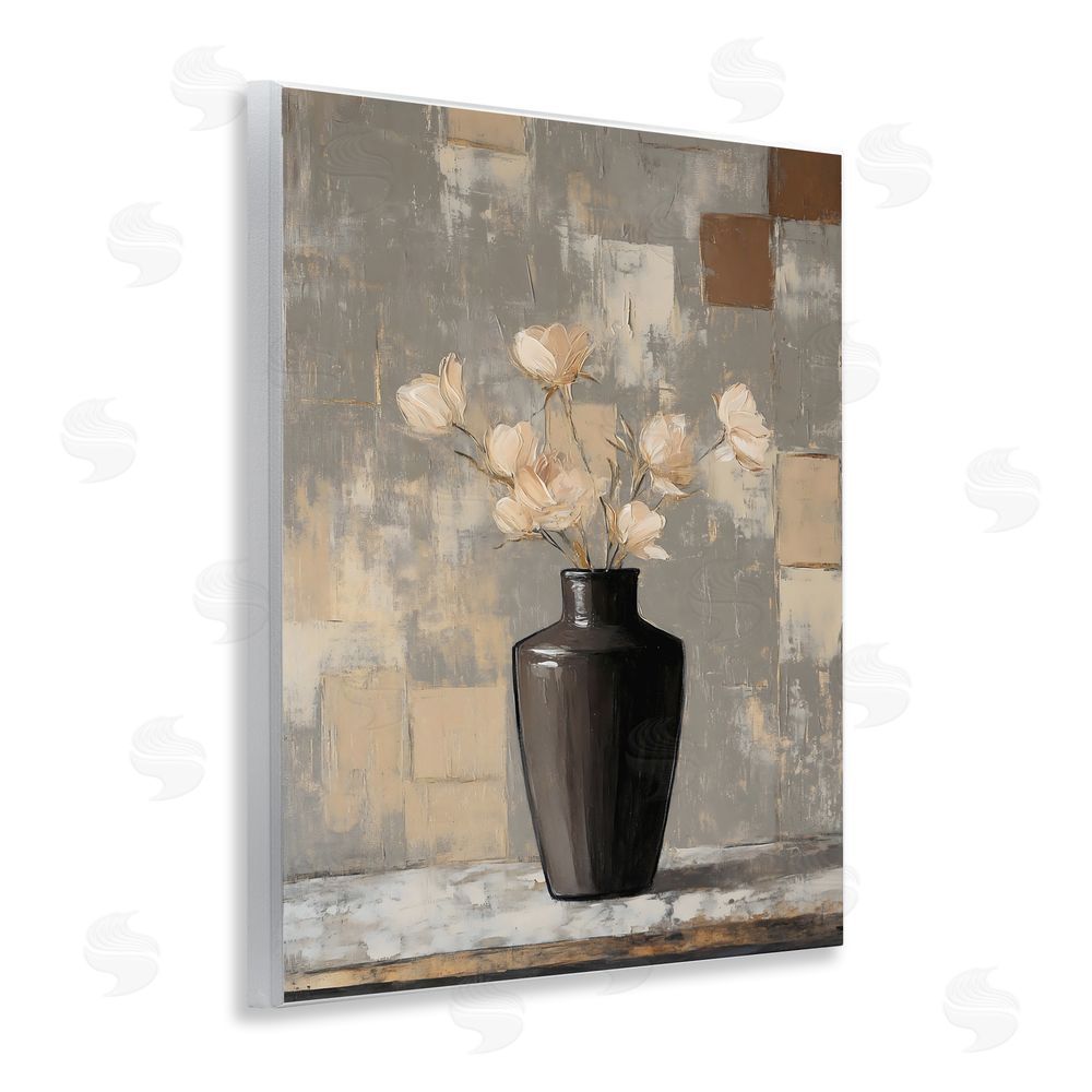 Franklyn Gregory Modern Black Vase & Flowers Wall Plaque Art Print