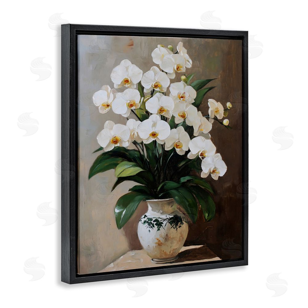 Franklyn Gregory Regal Orchid Arrangement Black Floating Frame Canvas Wall Art Print