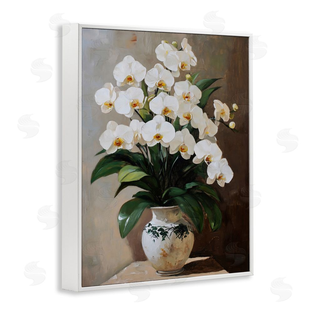 Franklyn Gregory Regal Orchid Arrangement White Framed Giclee Wall Art Print