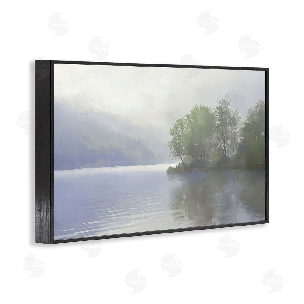 Gina Kelly Misty Morning Lake Landscape Black Framed Giclee Wall Art Print