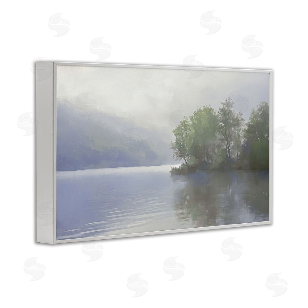 Gina Kelly Misty Morning Lake Landscape White Framed Giclee Wall Art Print