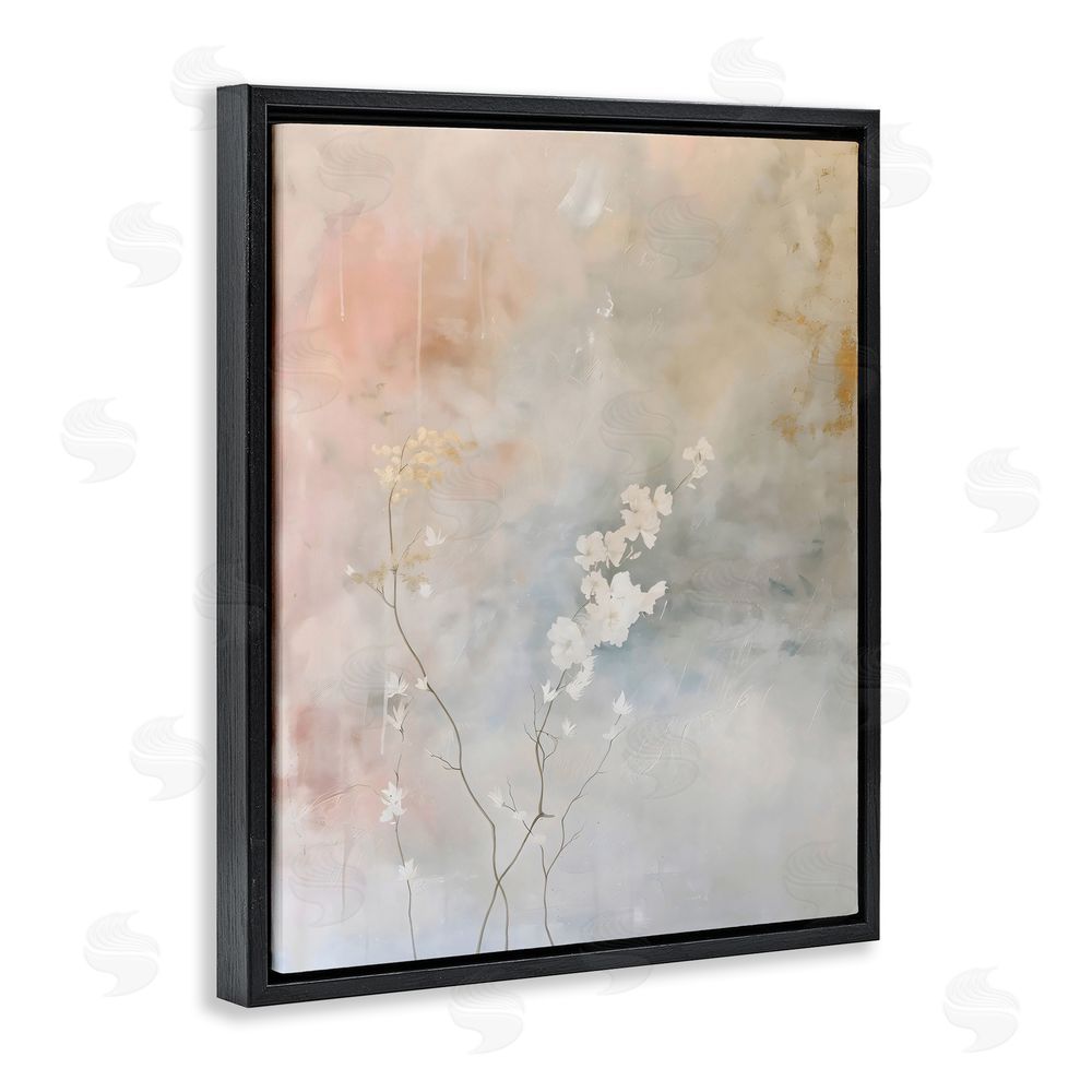 Creative Studio Pastel Blossom Abstract Floral Black Floating Frame Canvas Wall Art Print