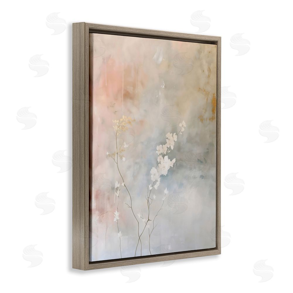 Creative Studio Pastel Blossom Abstract Floral Brown Floating Frame Canvas Wall Art Print