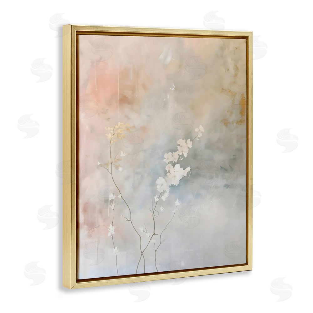Creative Studio Pastel Blossom Abstract Floral Gold Floating Frame Canvas Wall Art Print