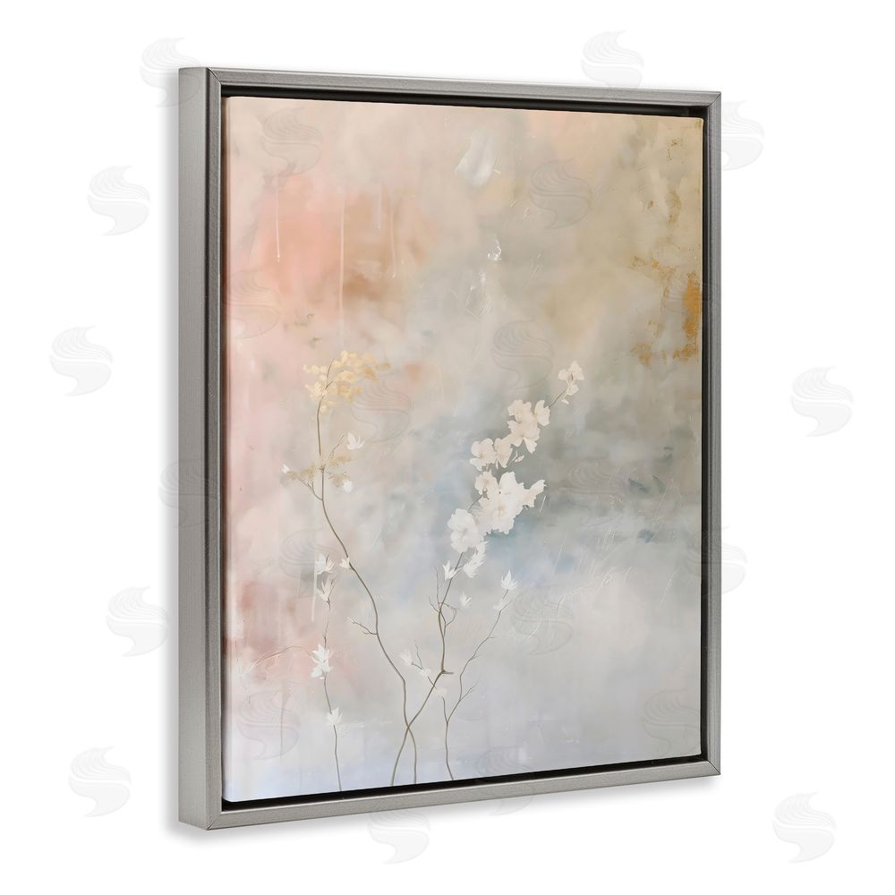 Creative Studio Pastel Blossom Abstract Floral Gray Floating Frame Canvas Wall Art Print