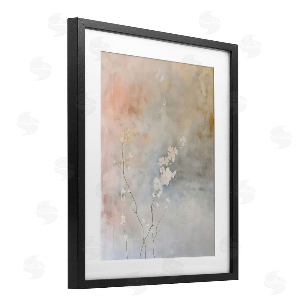 Creative Studio Pastel Blossom Abstract Floral Black Framed Print Under Glass with White Mat Wall Art