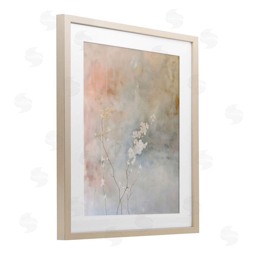 Creative Studio Pastel Blossom Abstract Floral Birch Framed Print Under Glass with White Mat Wall Art