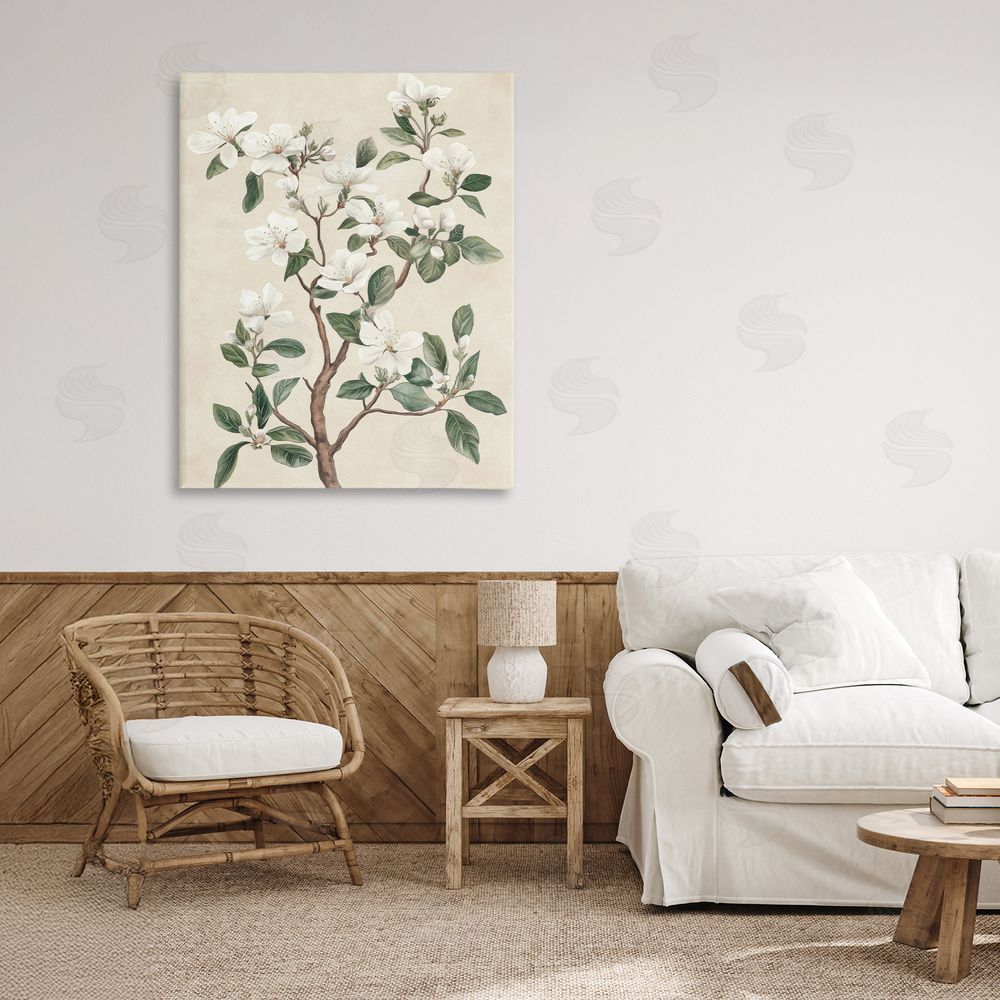 Petal Prints Design White Floral Blossom Tree Canvas Art on Wall