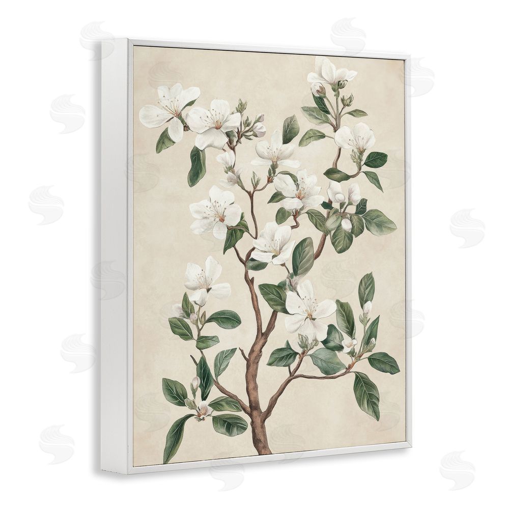 Petal Prints Design White Floral Blossom Tree White Framed Giclee Wall Art Print