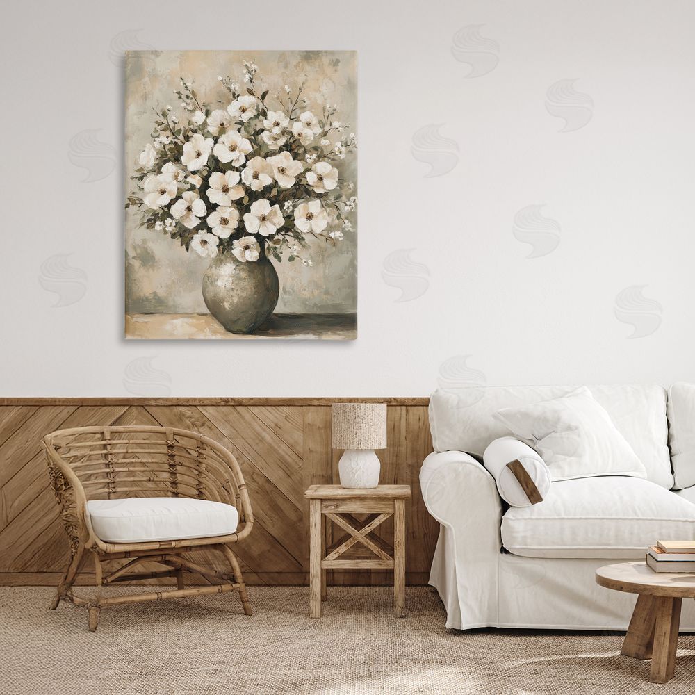 Petal Prints Design Bold Contrast Floral Arrangement Canvas Art on Wall