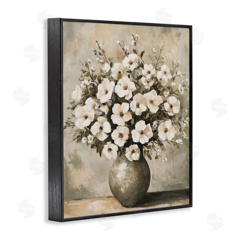 Petal Prints Design Bold Contrast Floral Arrangement Black Framed Giclee Wall Art Print