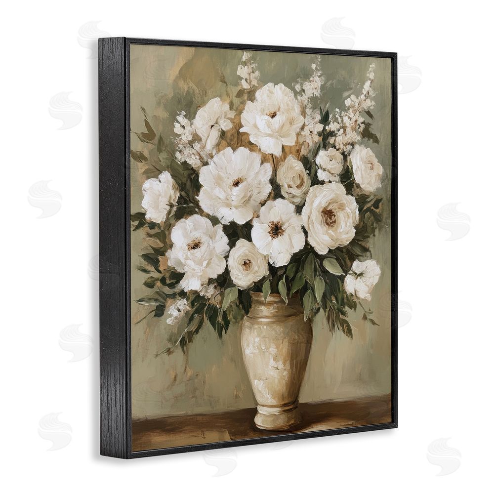 Petal Prints Design Antique Floral Blossom Arrangement Black Framed Giclee Wall Art Print
