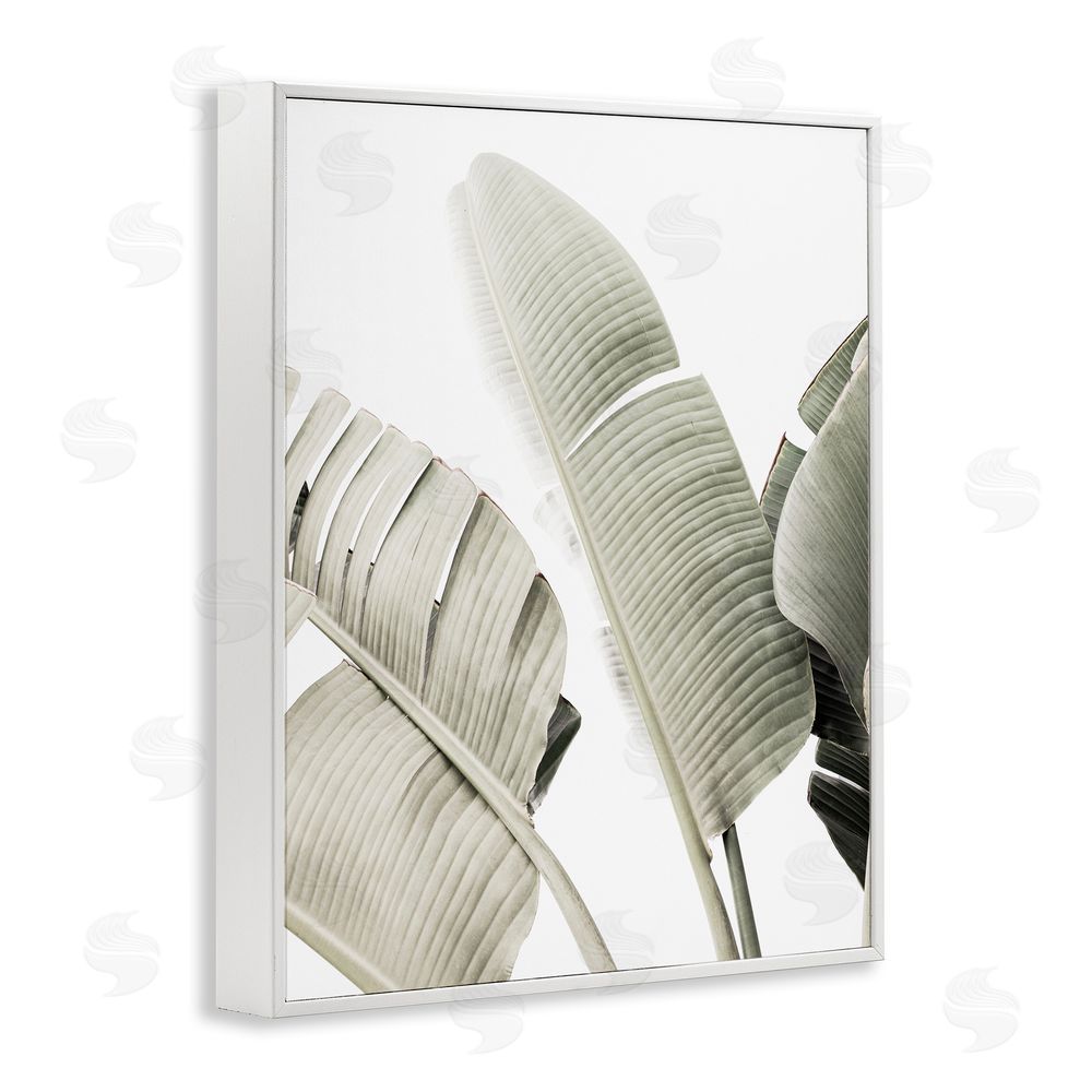 Sisi and Seb Muted Banana Leaves White Framed Giclee Wall Art Print