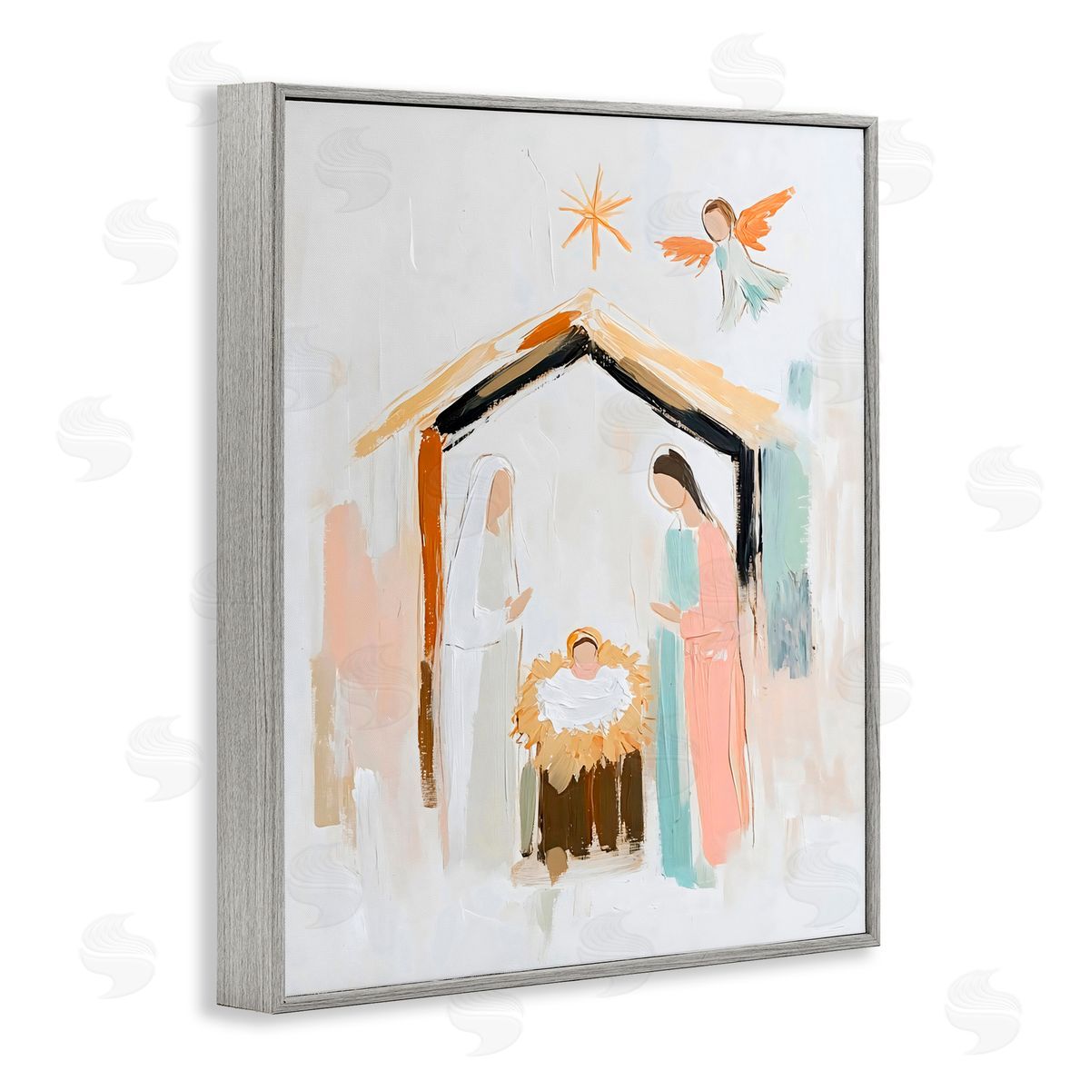 Creative Studio Holy Nativity Abstract Scene Gray Framed Giclee Art Print