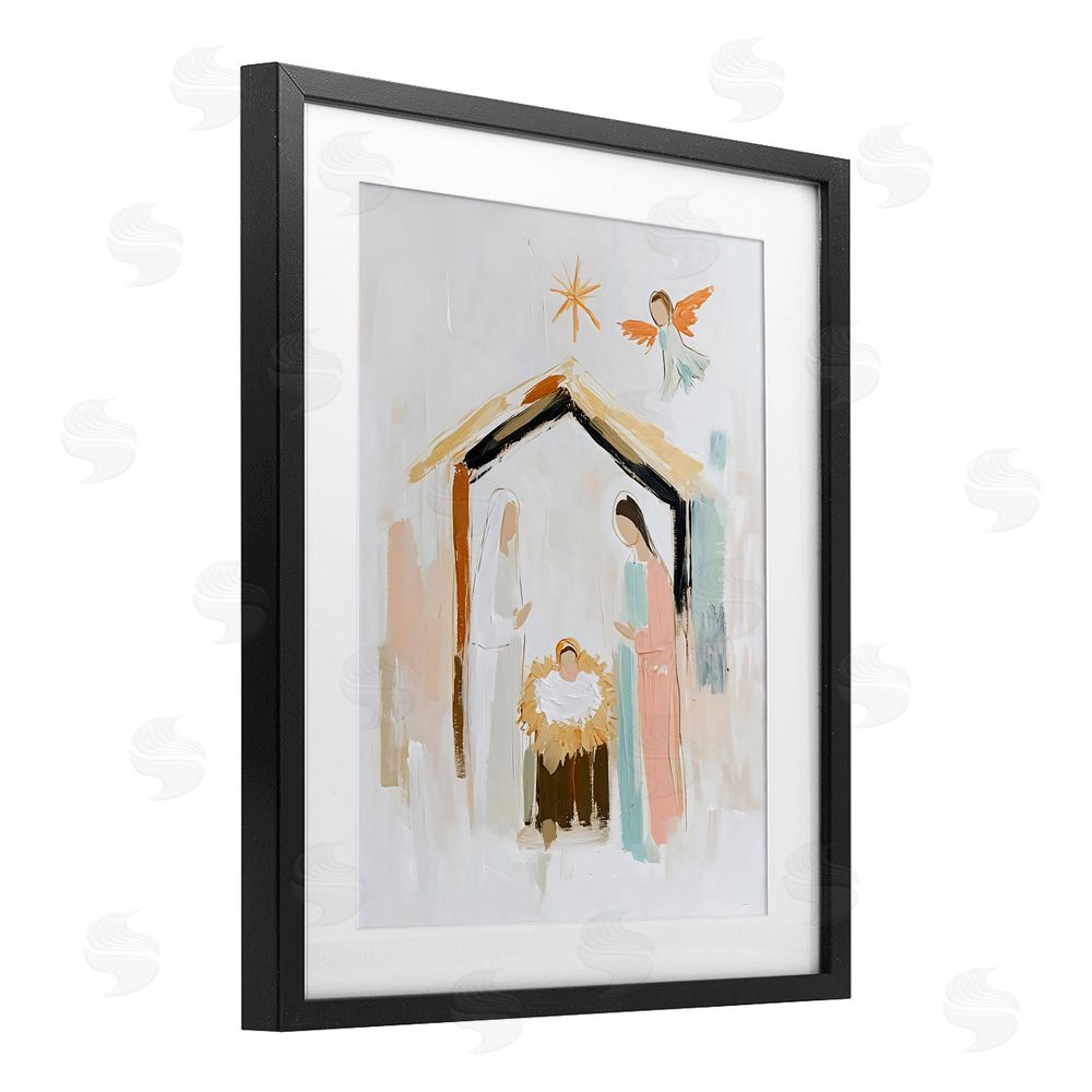 Creative Studio Holy Nativity Abstract Scene Black Framed Print Under Glass Art