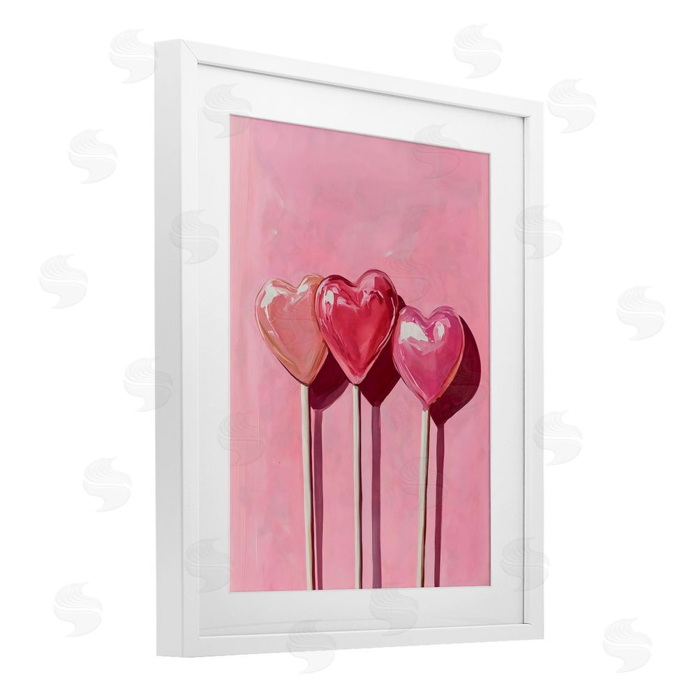 Arlington Prints Three Lollipops on Pink White Framed Print Under Glass Art