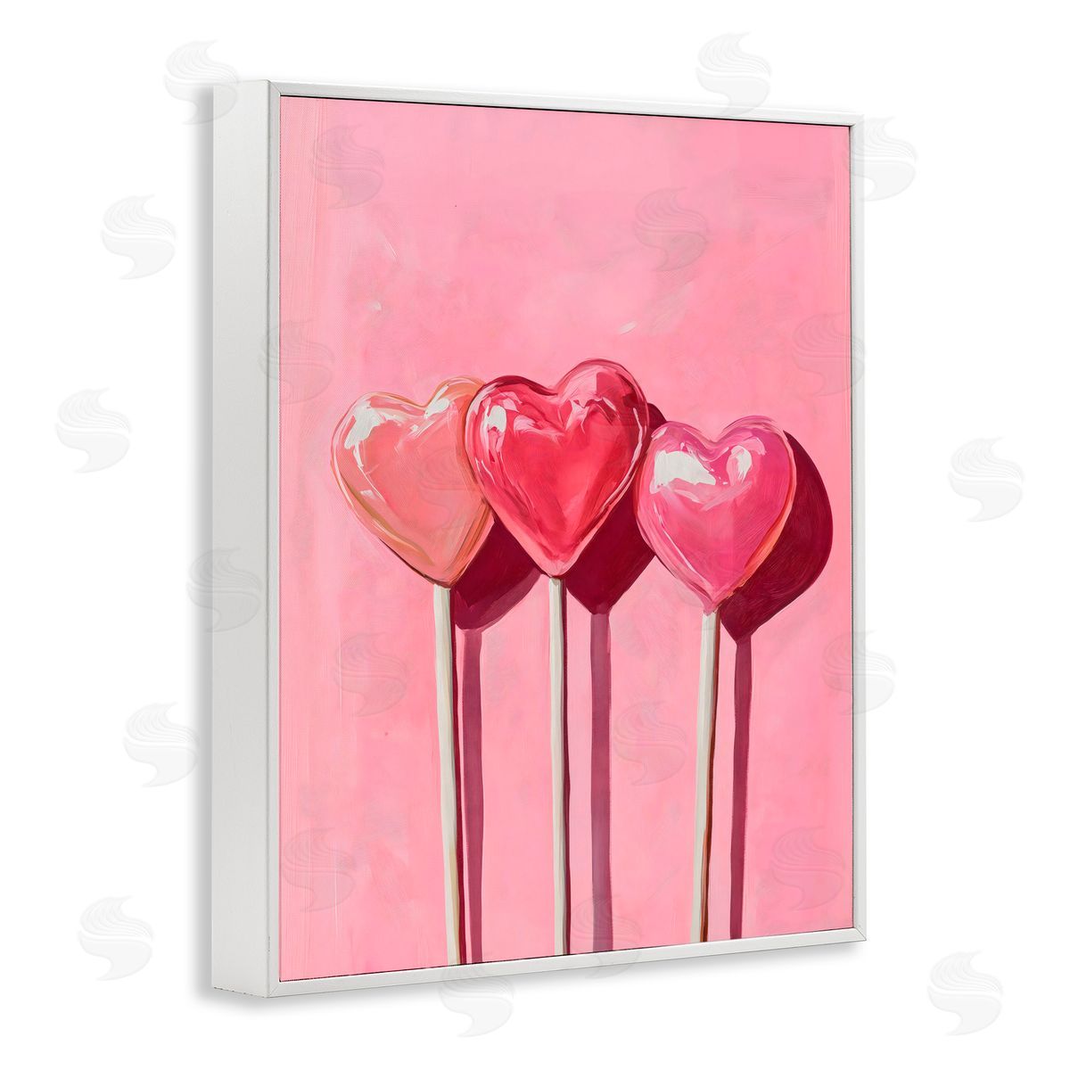Arlington Prints Three Lollipops on Pink White Frame Giclee Art Print