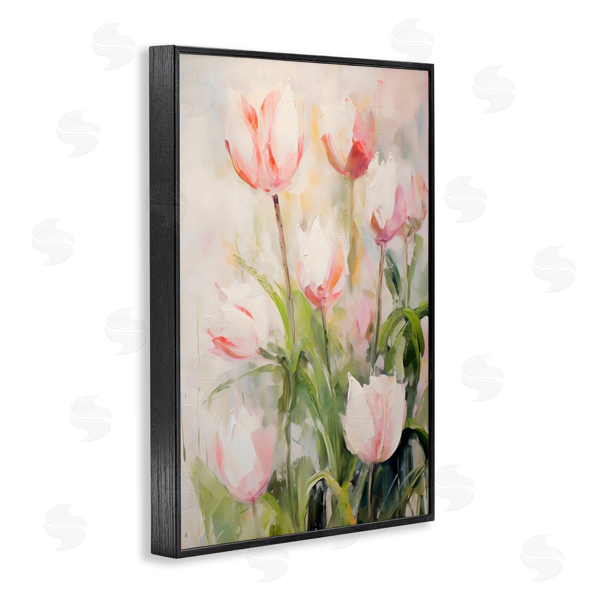 Creative Studio Pale Pink Tulips Abstraction Black Framed Giclee Art Print