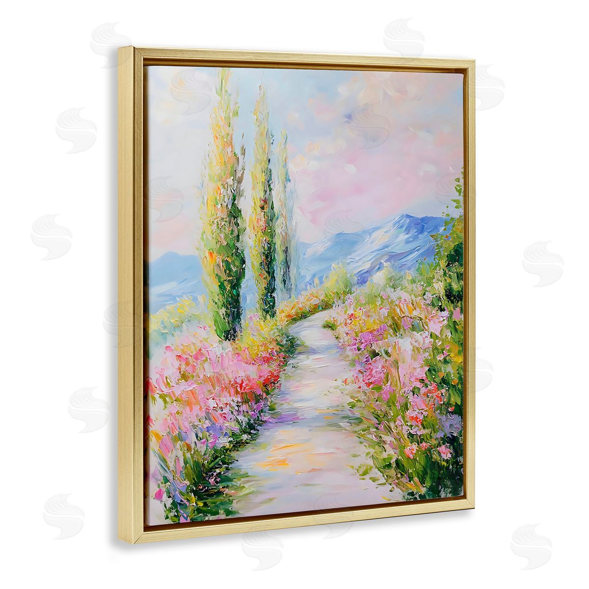 Creative Studio A Walk With Wildflowers Gold Floating Frame Canvas Art Print